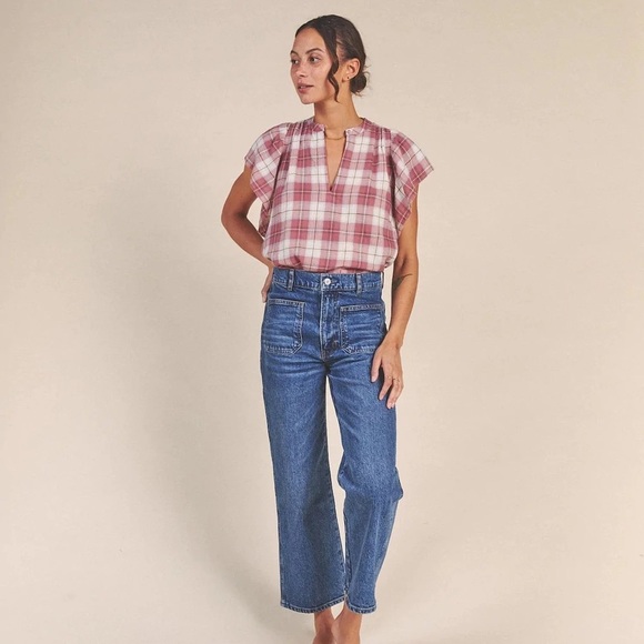 Like New Birds of Paradise Trovata plaid top - Picture 2 of 5